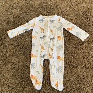 Little Me Bamboo Baby Boy Sleeper Pajamas 3m Safari Zoo Animal Print Breathable